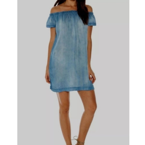 NWOT Cloth & Stone Chambray Off the Shoulder Shift Dress, Small, Blue - Picture 14 of 14